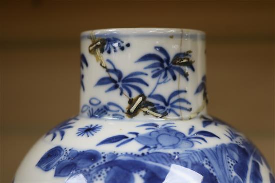 Two Chinese blue and white vases and covers